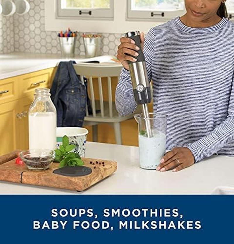 Immersion Blender | Handheld Blender for Shakes, Smoothies, Baby Food & More | Includes Whisk & Blending Jar | 2-Speed | Interchanable Attachment for Easy Clean | 500 Watts | Stainless Steel